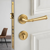 纯铜金色门锁室内卧室美式门把手欧式静音房门锁分体锁家用木门锁