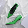 欧洲站绿色高跟鞋女2024年夏季法式设计感高跟，单鞋超尖头走秀