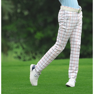 夏季高尔夫男装裤子 golf球裤 英伦格子男士长裤防水弹性直筒