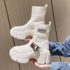 韩国马丁靴靴子超火短靴厚底高跟增高小个子机车弹力靴袜子鞋