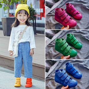 儿童帆布鞋糖果色宝宝，布鞋男童球鞋子女童，高帮休闲鞋韩版潮板鞋
