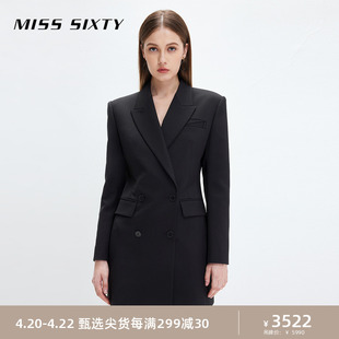 misssixty2023秋季连衣裙女西装领双排，扣垫肩短裙通勤高级