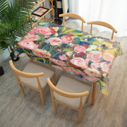 现代手绘油画风景防水防油pvc桌布家用画室学生，书桌耐脏茶几盖布