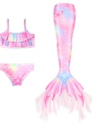 女童美人鱼泳衣公主裙，2023儿童人鱼，尾巴分体比基尼沙滩游泳装