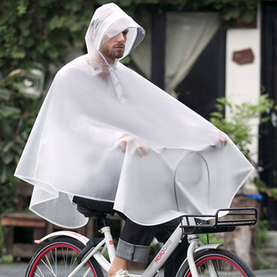 自行车单人雨衣男女骑行简约时尚大帽檐，加长加大便携电动单车雨披