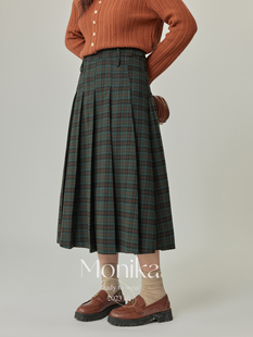 摩妮卡大码女装英伦风格，纹半身裙胖mm春装，2024高腰显瘦长裙