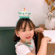 ins韩国生日蛋糕帽发夹儿童可爱宝宝卡通生日帽头箍发箍拍照道具