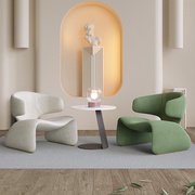 北欧布艺沙发客厅设计师创意，单人沙发椅轻奢，酒店休闲会客接待沙发