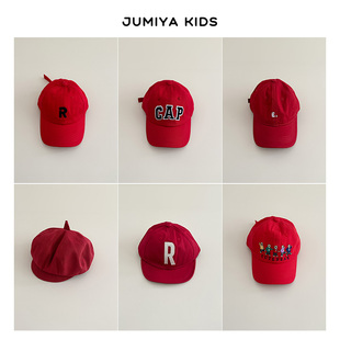 新年红色帽子潮酷儿童，过年男孩宝宝，春秋男女童百搭鸭舌帽棒球帽