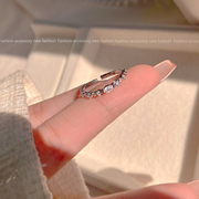 高级感轻奢水晶戒指女小众设计开口可调节冷淡风食指环时尚个性