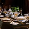 锌梁 餐具套装碗盘家用欧式碗碟景德镇陶瓷碗盘子金边组合 洛赛金