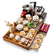 聚森紫砂功夫茶具套装整套茶杯，套装组合盖碗，实木茶盘四合一电磁炉