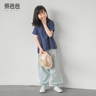 蔡爸爸童装第970+713个童话文艺蓝色夏季女孩儿童t恤全棉短袖上衣