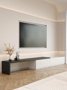 伸缩电视柜现代简约北欧小户型客厅，白色烤漆落地电视机柜组合地柜