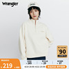 Wrangler威格米白色logo女士复古百搭宽松重磅长袖半拉链套头卫衣