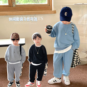 AOAO2023秋季韩版儿童运动套装男童套头卫衣两件套宝宝洋气潮
