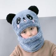 儿童帽子女童男童秋冬季帽子围脖一体可爱加厚保暖宝宝遮脸护耳帽