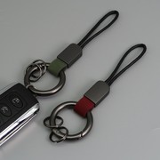 头层磨砂牛皮指环钥匙扣创意，汽车钥匙链个性手绳挂饰