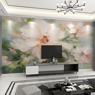 墙纸3d立体法式油画欧花电视背景墙壁布客厅壁纸装饰卧室墙布壁画