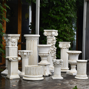 欧式花盆罗马柱摆件婚庆婚礼道具，柱子底座复古花园庭院阳台装饰