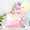 兔宝宝周岁生日蛋糕装饰摆件粉色蓝色儿童生日派对装扮一岁啦插件