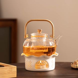 温茶壶日式蜡烛台温茶炉玻璃茶壶加热底座泡茶花壶保温煮茶器家用
