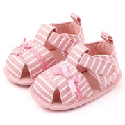 速发婴儿护脚凉鞋夏季女宝宝，防滑软底学步鞋子，0-1岁棉布透气6-12