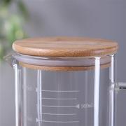 带刻度杯子可加热杯子厨房，家用毫升带盖耐高温透明500ml玻璃量杯