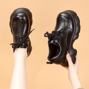 厚底小皮鞋女2025春季新款英伦风复古黑色百搭松糕增高jk鞋乐福鞋