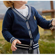 男童针织开衫英伦2024春秋男孩幼儿园班服儿童毛衣V领外套学院风