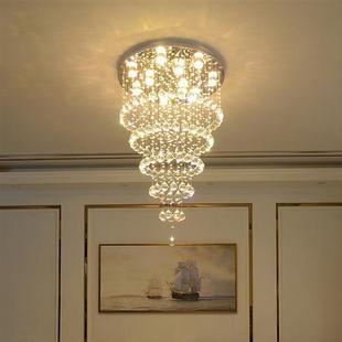 专用岩元 现代客厅圆形水晶灯餐厅吊线灯LED吸顶水晶灯卧室灯具创