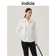 indicia 纯棉白色职业衬衫女长袖上衣2023秋冬季商场同款标记女装