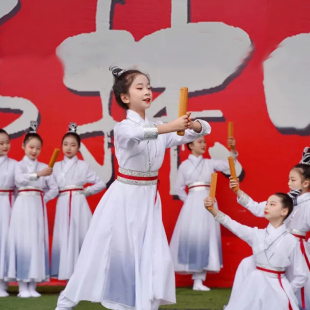 壮志少年行舞蹈服儿童，国学汉服古典中国风少年志演出服扇子舞服装