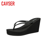 CAVSER2024超高跟防水台人字拖夏季女式夹脚厚底松糕凉拖鞋