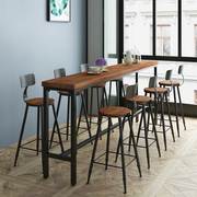 实木吧台桌北欧创意简约酒吧桌椅组合奶茶店高脚桌椅家庭吧台隔断