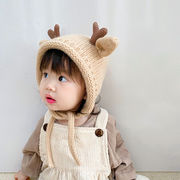 婴儿鞋帽袜e婴暖帽子，秋冬款小保儿毛线，帽超萌女鹿加厚儿童系带