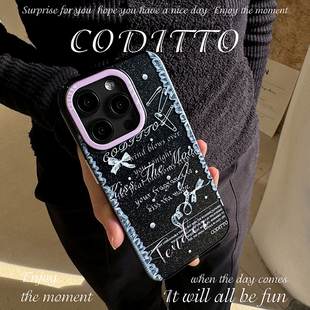 coditto黑色芭蕾双层印花适用iPhone15promax手机壳少女心苹果14promax高级感15pro14pro创意ins风13pro
