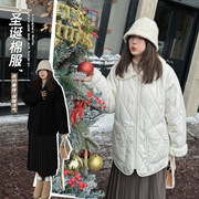 微胖韩版常规OL通勤菱格棉服冬款洋气外套200大码连衣裙大码女装