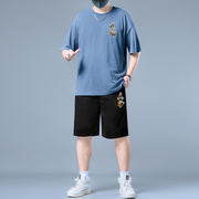 大码短袖t恤男运动套装夏季胖子男装加肥加大宽松潮流2023年