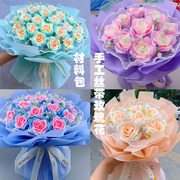 手工diy制作丝带玫瑰花，材料包全套装彩带缎带，自制花束自己做花束