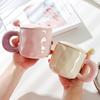 高颜值奶fufu马克杯带盖子勺可爱女生陶瓷，咖啡杯子情侣办公室早餐
