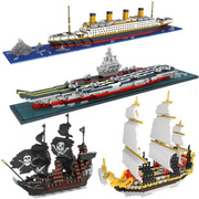 积木拼装号颗粒船泰坦尼克海盗模型玩具高难度小微益智成人摆件yz