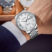 男士全自动机械商务男表精钢瑞士手表，男款超薄白面饰品gj16265