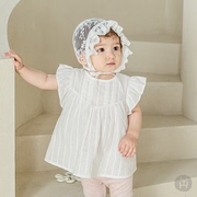 韩国进口女婴儿衬裙子夏薄款女宝宝夏装连衣裙1-2岁女童公主衬衫