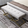 卧室床尾凳进口绒布真皮换鞋凳新古典后现代不锈钢床前长条沙