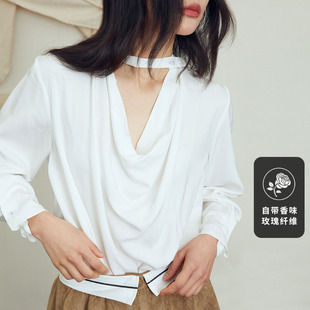 HOWL STUDIO设计师品牌玫瑰香味衬衫2024春季白色长袖上衣