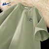 回力短袖男t恤纯棉，潮流熊猫简约半袖夏季浅绿色宽松纯棉体恤a
