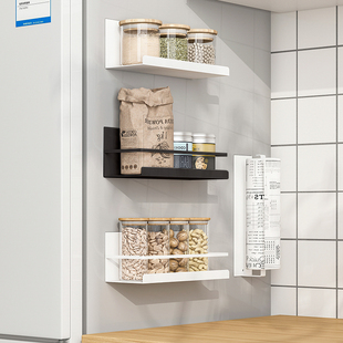 磁吸冰箱置物架侧壁挂收纳架日式厨房磁铁调料架免打孔保鲜膜单层