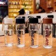 水杯韩版玻璃杯男杯子便携带耐热女学生茶杯过滤透明创意潮流水瓶