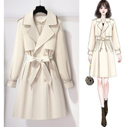韩国米白色风衣外套女中长款2023年秋季时尚通勤高级感大衣